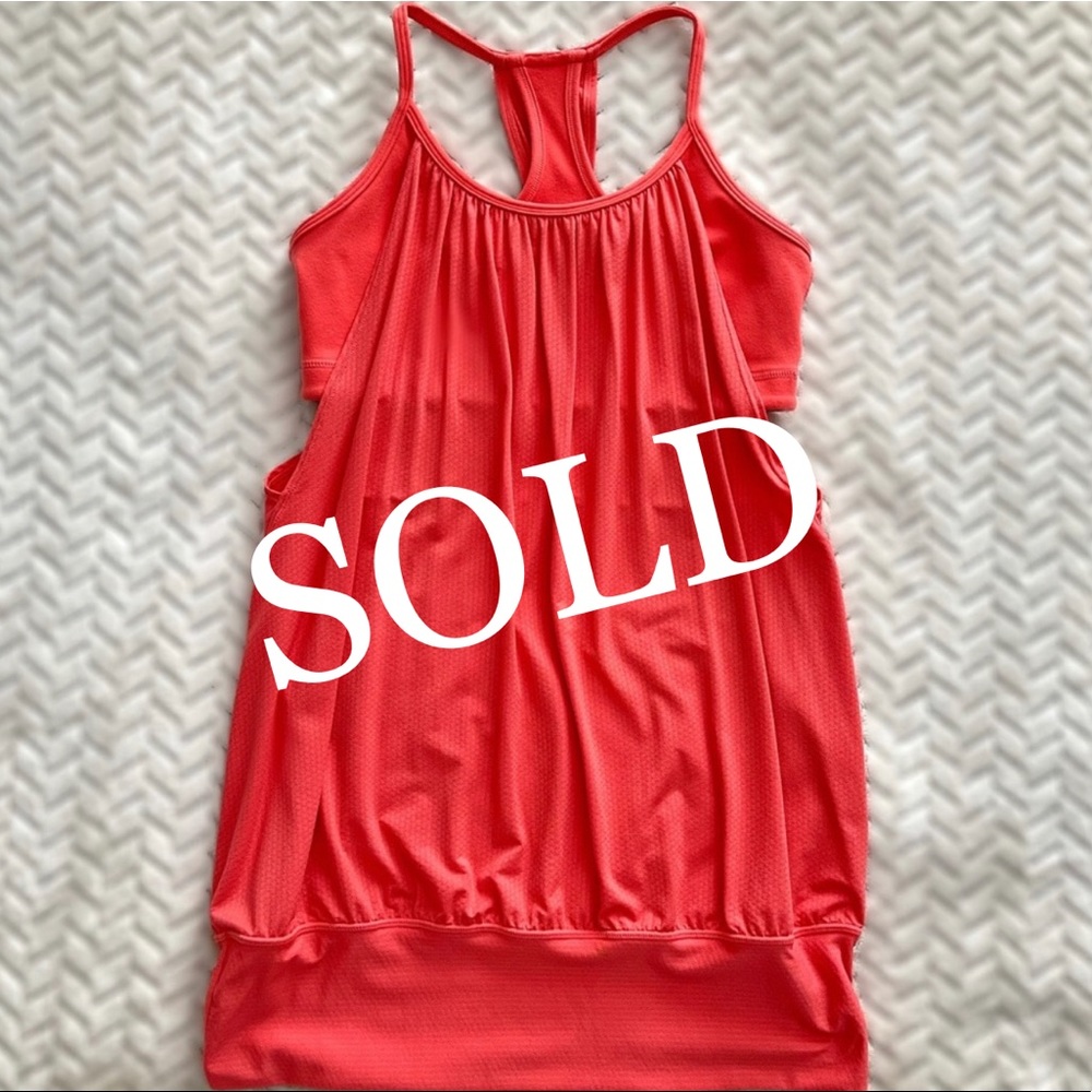 Lululemon NO LIMITS Bright Coral/Orange Tank Sz 6